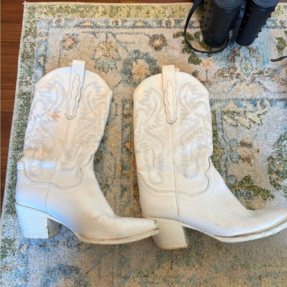 Jeffrey Campbell Cream Western Heeled Boots